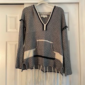 Black & cream hooded boho sweater / sweatshirt